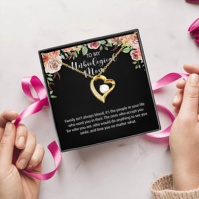 To My Unbiological Mom Forever Love Heart Pendant Necklace - Unbiological Mom Jewelry