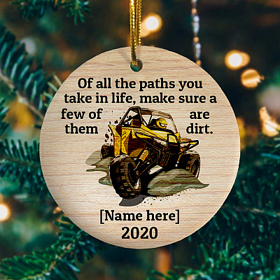 Personalized Of All The Path You Take In Life Few Of Them Are Dirt Circle Ornament - Custom Four Wheeler Ornament