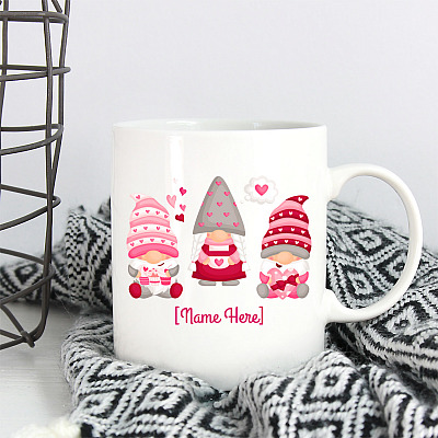 Alternative view of Personalized Pink Love Gnome Ceramic Coffee Mug - Beer Stein - Water Bottle - Color Changing Mug