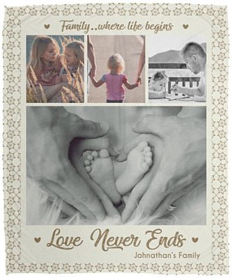 Custom Photo Blanket, White, Cozy Plush Fleece Blanket - 50x60