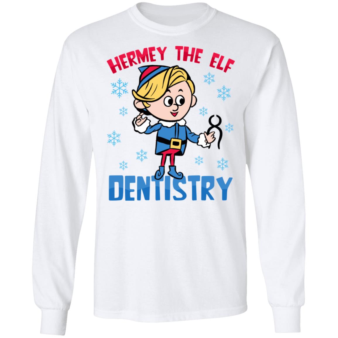 Hermey The Elf Dentistry Hoodie, White, Long Sleeve