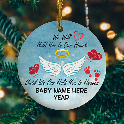 Alternative view of Personalized Angel Baby in Heaven Christmas Ornament Keepsake - Holiday Flat Circle Ornament