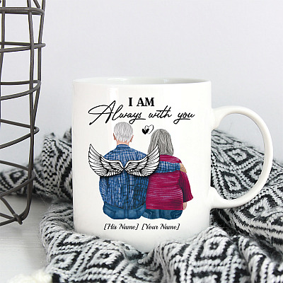 Alternative view of Personalized I Am Always with You Husband Wings Memorial Coffee Mug - Water Bottle - Color Changing Mug