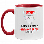 Personalized Anniversary Accent Mug, White/Red, 11 oz. Accent Mug