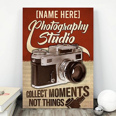 Alternative view of Personalized Photography Studio Collect Moments Not Things Wrapped Framed Canvas Prints - Unframed Poster