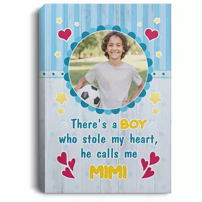 Personalized Photo There’s A Boy Stole, White, 0.75'' Framed Canvas