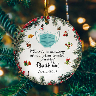 Alternative view of Personalized Virtual Teacher Great Teacher You Are in 2020 Pandemic Class Christmas Holiday Circle Ornament