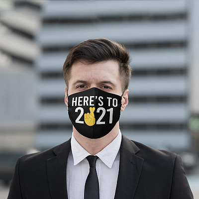 Alternative view of Here To 2021 Crossed Finger Washable Reusable Custom Printed Cloth Face Mask Cover