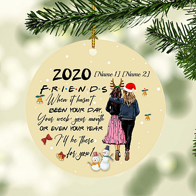 Alternative view of Personalized Friends I'll Be There for You Christmas Gift for Best Friends Flat Holiday Circle Ornament Keepsake