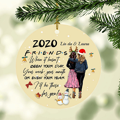 Personalized Friends I'll Be There for You Christmas Gift for Best Friends Flat Holiday Circle Ornament Keepsake