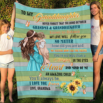 Alternative view of To My Granddaughter Never Forget That Sunflower Fleece Blanket - Mink Blanket - Woven Blanket