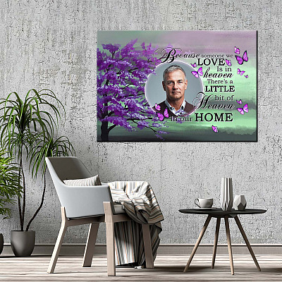 Alternative view of Personalized Photo Because Someone We Love Is in Heaven a Little Bit of Heaven Framed Canvas Unframed Poster
