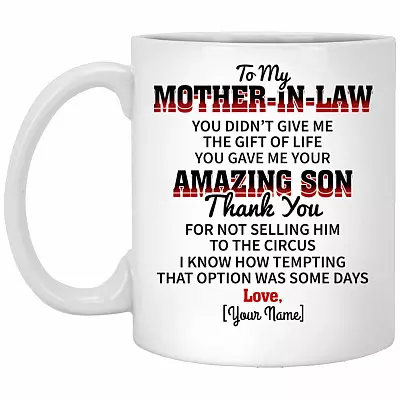 Personalized To My Mother In Mug, White, 11 oz. White Mug