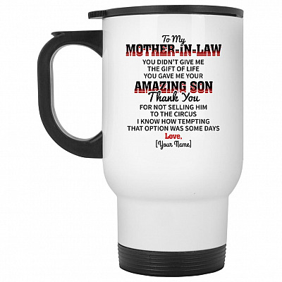 14 oz. White Travel Mug