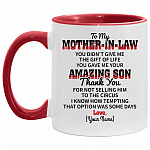 Personalized To My Mother In Accent Mug, White/Red, 11 oz. Accent Mug