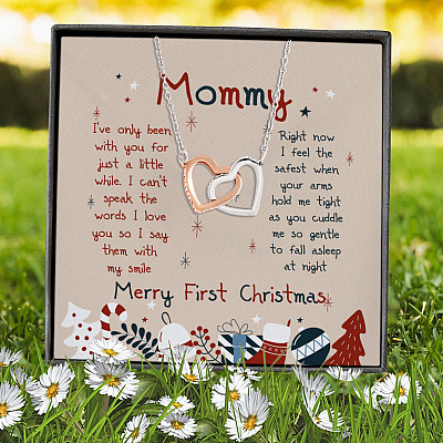 Mommy I've Only Been With You For Just A Little While Expecting Mom Interlocking Hearts Pendant Necklace