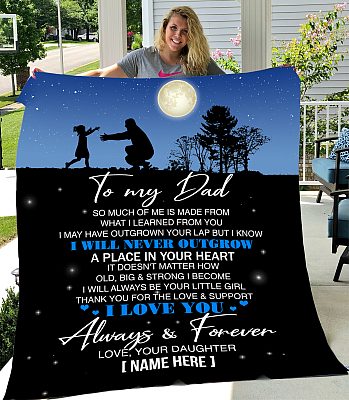 Alternative view of Personalized to My Dad Always Be Your Little Girl Fleece Blanket - Sherpa Blanket - Woven Blanket