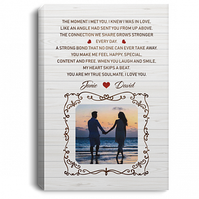 Custom Photo The Moment I Met You I Was in Love Gallery Wrapped Framed Canvas Prints - Unframed Poster, White, 0.75'' Framed Canvas