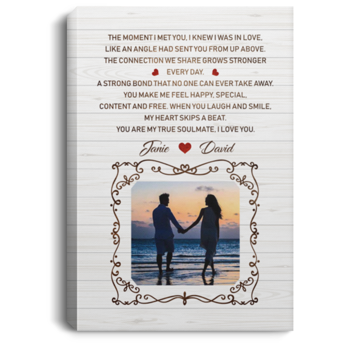 Custom Photo The Moment I Met You I Was in Love Gallery Wrapped Framed Canvas Prints - Unframed Poster, White, 0.75'' Framed Canvas