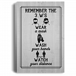 Remember 3Ws Gallery Wrapped Framed Canvas Prints - Unframed Poster - Quarantine Safety Step Decor Wall Art, White, 0.75'' Framed Canvas