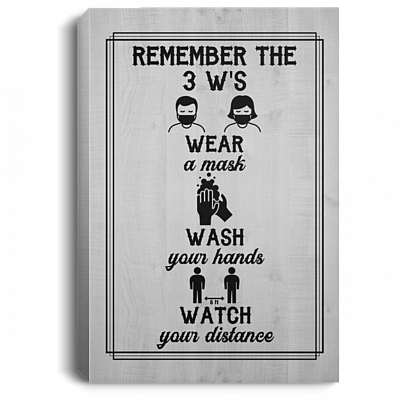 Remember 3Ws Gallery Wrapped Framed Canvas Prints - Unframed Poster - Quarantine Safety Step Decor Wall Art, White, 0.75'' Framed Canvas