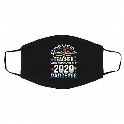 Teacher Mask, White, Cloth Face Cover – Medium/Large