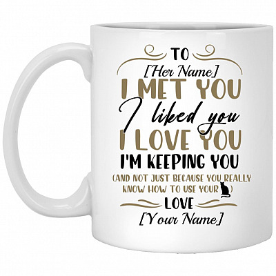Personalized Cat Mug, White, 11 oz. White Mug