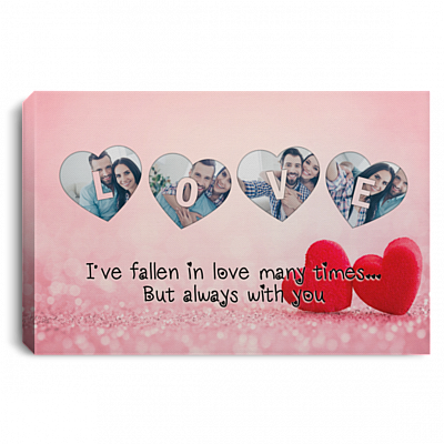 Custom Photo Our Love Story Falling in Love Wrapped Framed Canvas Prints - Unframed Poster - Wall Art, White, 0.75'' Framed Canvas