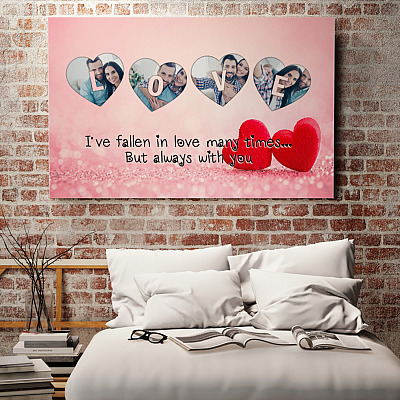 Alternative view of Custom Photo Our Love Story Falling in Love Wrapped Framed Canvas Prints - Unframed Poster - Wall Art