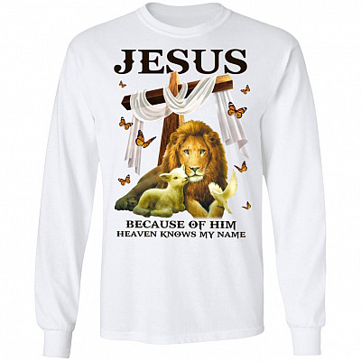 Jesus Because Of Him Heaven, White, Long Sleeve