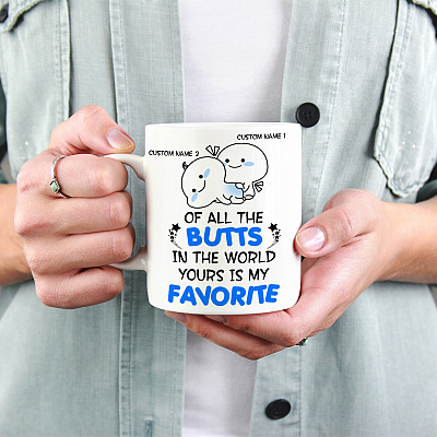 Alternative view of Personalized of All the Butts in the World Funny Adult Jokes Coffee Mug - Beer Stein - Water Bottle