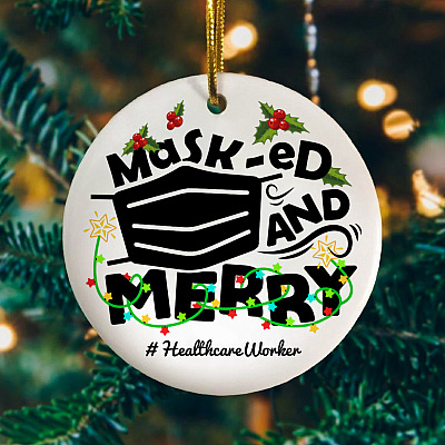 Personalized Mask-ed And Merry Nurse Life Christmas 2020 Decorative Ornament - Funny Nurse Xmas Keepsake Gift