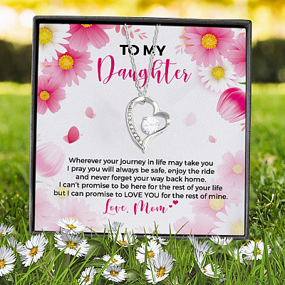 Alternative view of From Mom To My Daughter Wherever Your Journey In Life May Take You Forever Love Heart Pendant Necklace