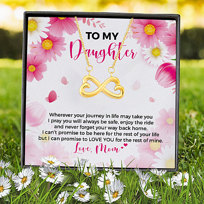 From Mom To My Daughter Wherever Your Journey In Life May Take You Infinity Heart Pendant Necklace