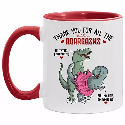 Personalized Thanks for All the, White/Red, 11 oz. Accent Mug