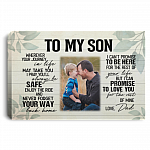 Personalized Photo Dad To My Son Wherever Your Journey In Life May Take You Framed Canvas Prints - Unframed Poster, White, 0.75'' Framed Canvas