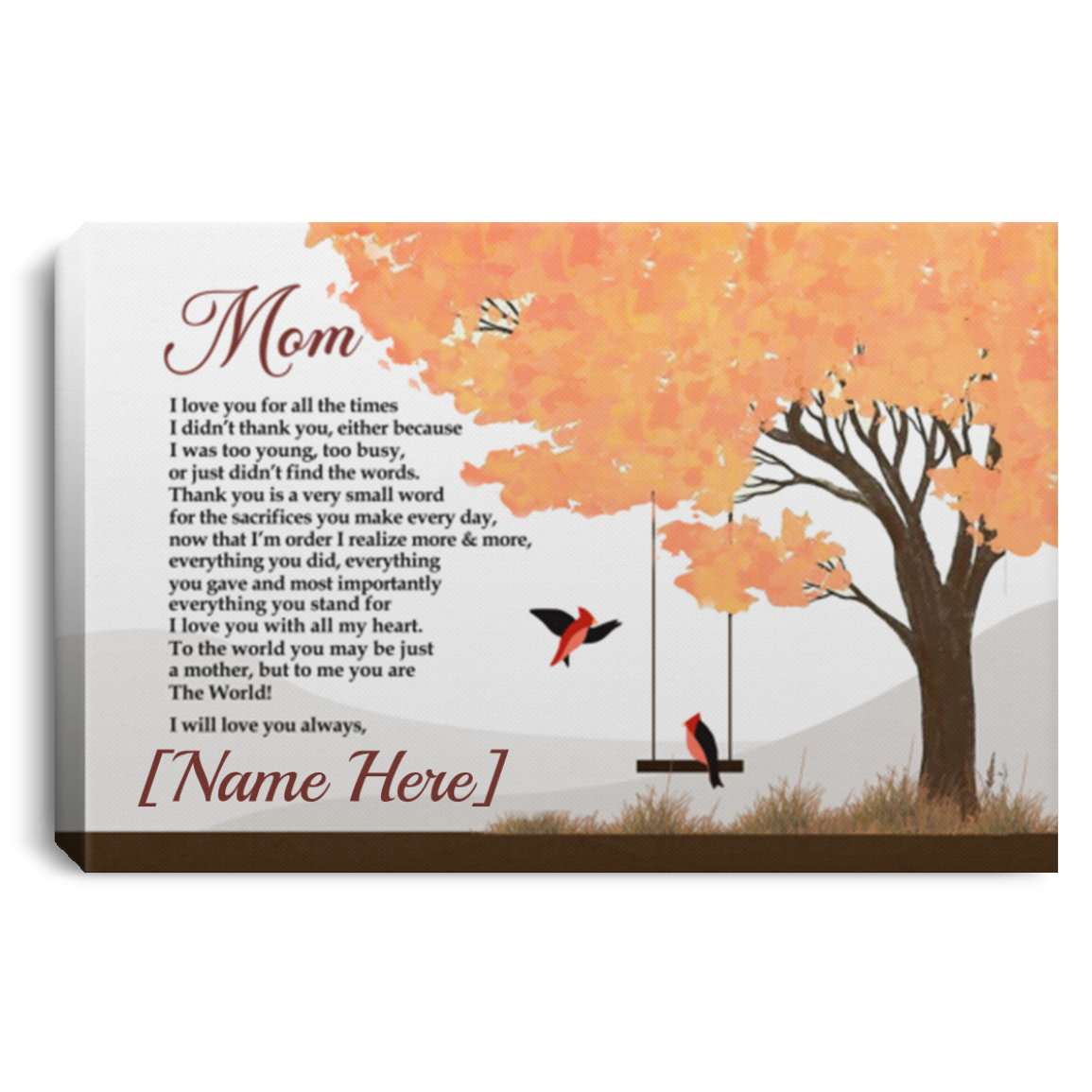 Personalized Mom I Love You For All The Times Framed Canvas - Unframed Poster - Custom Mom Gift, White, 0.75'' Framed Canvas