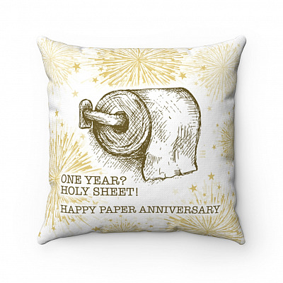 One Year Anniversary Throw Pillow - One Year Holy Sheet Happy Paper Anniversary Indoor Outdoor Cushion