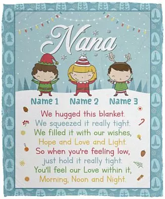 Personalized Nana Grandma Gift Blanket, White, Cozy Plush Fleece Blanket - 50x60