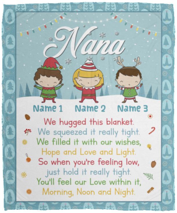 Personalized Nana Grandma Gift Blanket, White, Cozy Plush Fleece Blanket - 50x60 Personalized Nana Grandma Gift Blanket, White, Cozy Plush Fleece Blanket - 50x60