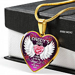 Daddy' Girl I Used To Be His Angel Now He's Mine Heart Pendant Necklace - In Memory Of Dad Memorial Necklace - Heart Luxury Necklace (Gold Plated)