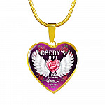 Daddy' Girl I Used To Be His Angel Now He's Mine Heart Pendant Necklace - In Memory Of Dad Memorial Necklace - Heart Luxury Necklace (Gold Plated)