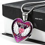Daddy' Girl I Used To Be His Angel Now He's Mine Heart Pendant Necklace - In Memory Of Dad Memorial Necklace - Heart Luxury Necklace (Silver)