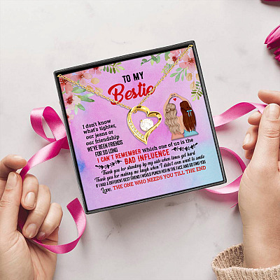 Alternative view of To My Bestie I Don't Know What's Tighter Our Jeans or Our Friendship Forever Love Pendant Necklace