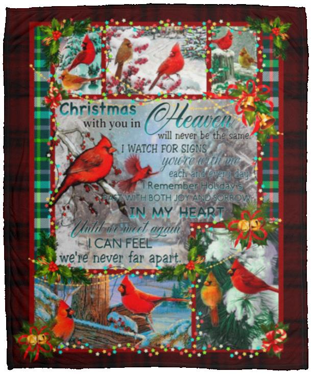 Christmas With You In Heaven, White, Cozy Plush Fleece Blanket - 50x60 Christmas With You In Heaven, White, Cozy Plush Fleece Blanket - 50x60