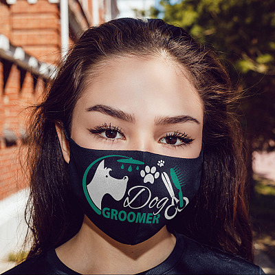 Alternative view of Dog Groomer with Paws Grooming Dog Lover Washable Reusable Custom Printed Cloth Face Mask Cover