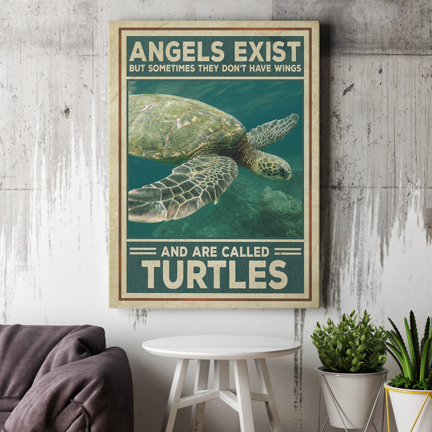 4VT. Turtle Angels Exist canvas mockup