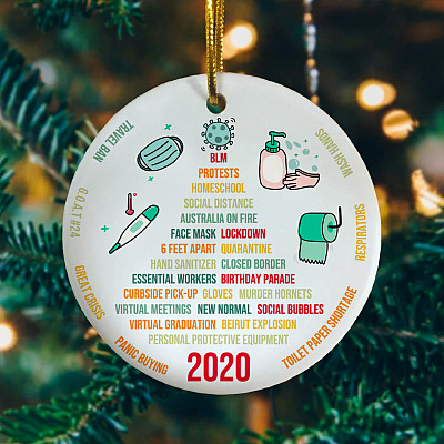2020 Quarantine Christmas Problem Decorative Christmas Ornament Keepsake - Holiday Flat Circle Ornament