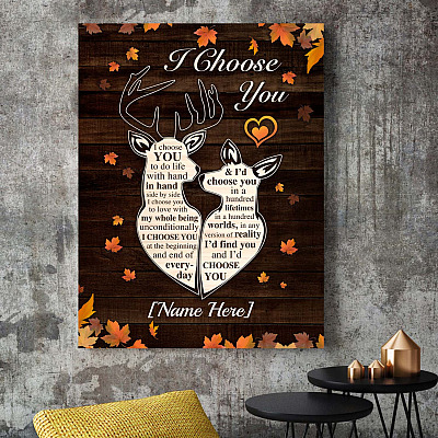 Alternative view of Personalized I Choose You to Do Life with Deer Wrapped Framed Canvas Prints - Unframed Poster - Home Decor Wall Art