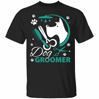 Dog Groomers Paw Print T-Shirt - Funny Dog Groomer Shirts, Black, Unisex T-Shirt